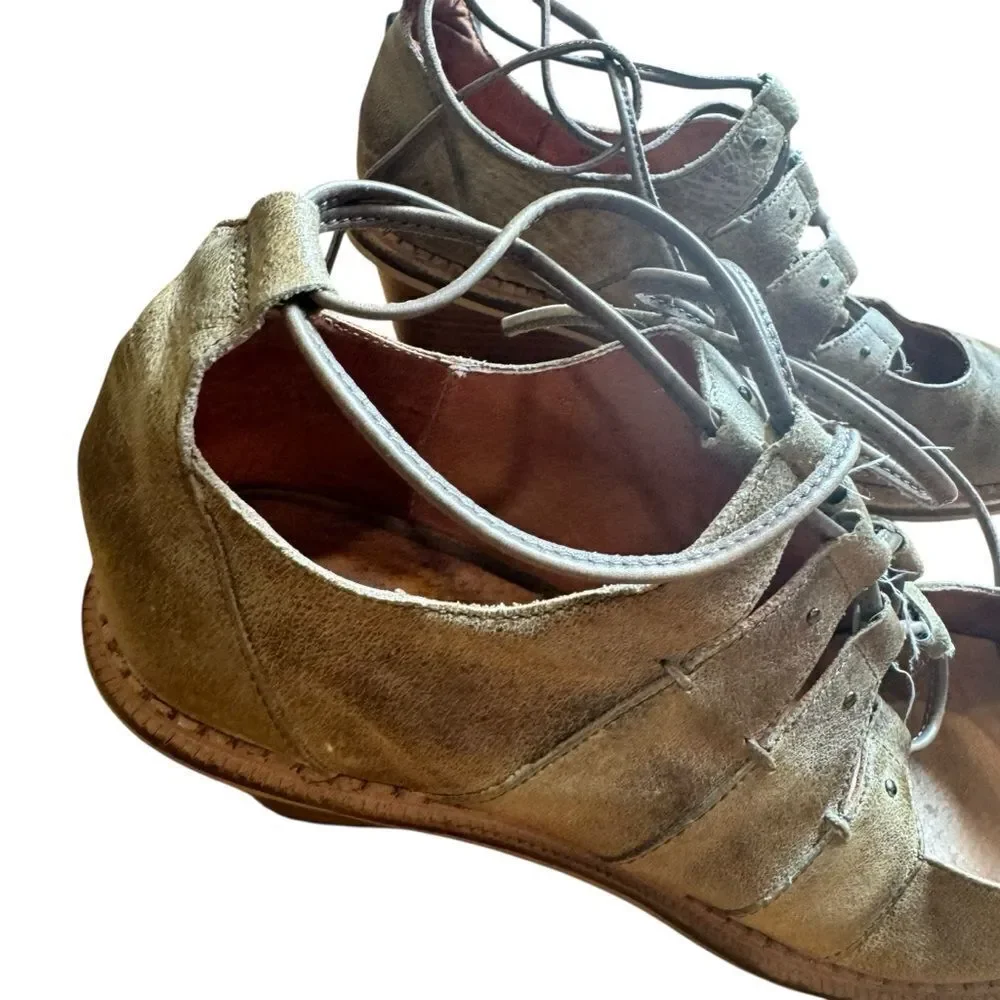 Schuler & Sons Anthropologie wedge oxford Leather lace Up shoes